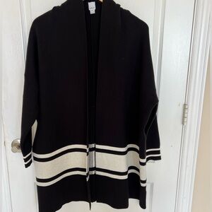 Anthropologie Black and White Striped Open Cardigan